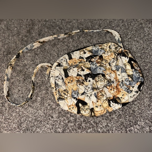 Vintage Larenda Stitched Kitty Cat Quilted Crossbody Handbag - Picture 1 of 13